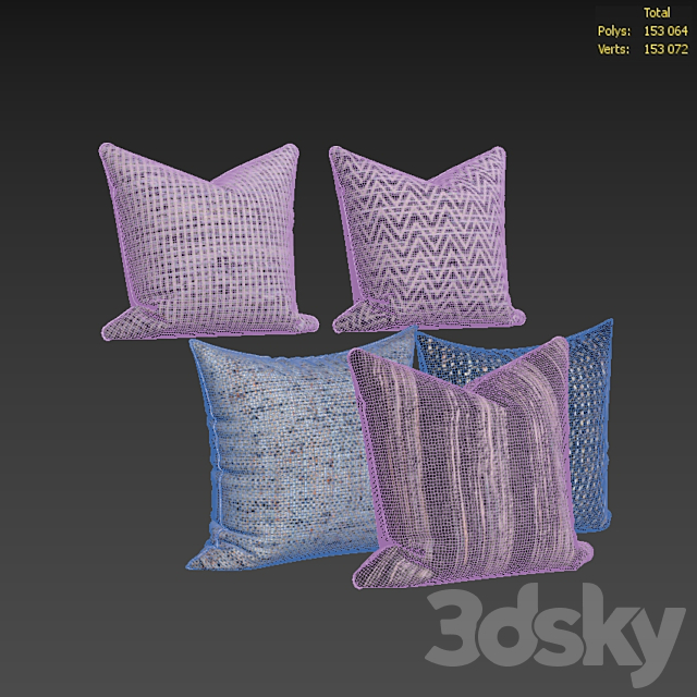 Decorative pillows set 587 3DSMax File - thumbnail 3