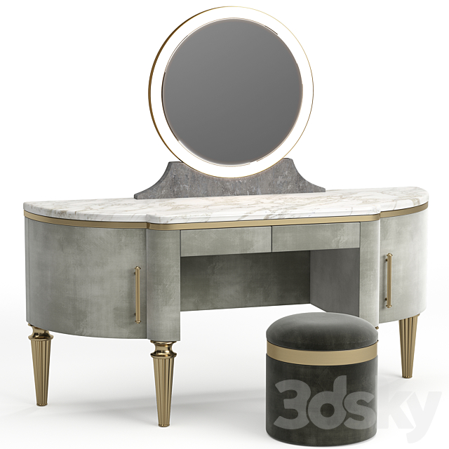 DAME By Longhi dressing table. design by Giuseppe Iasparra with Pouf Loft concept Golden Belt 3DSMax File - thumbnail 1