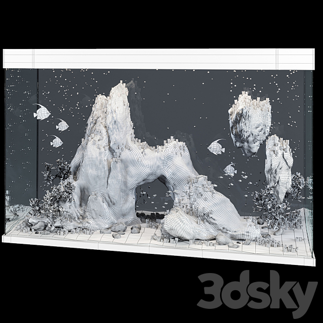 Aquarium with rocks and moss 3dskyfree