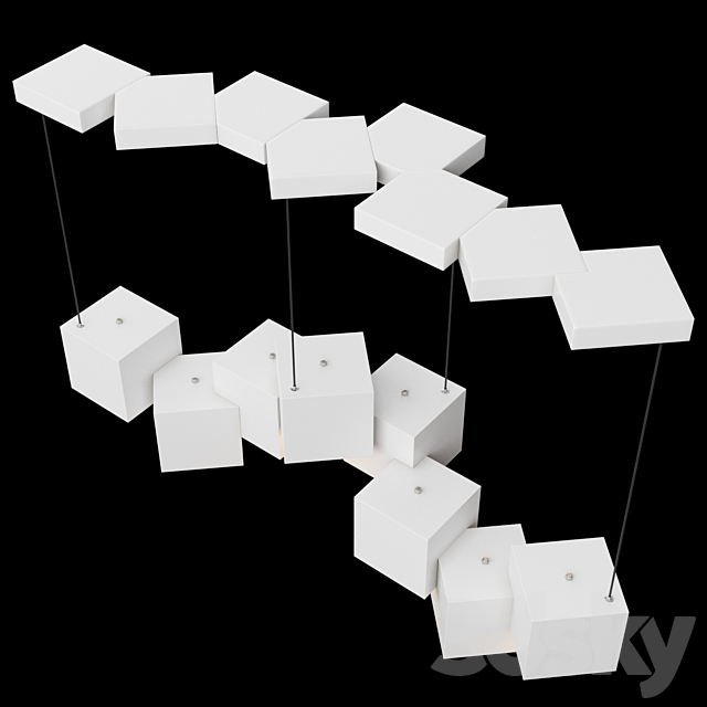 Cube Led Pendant Light White 3dsky