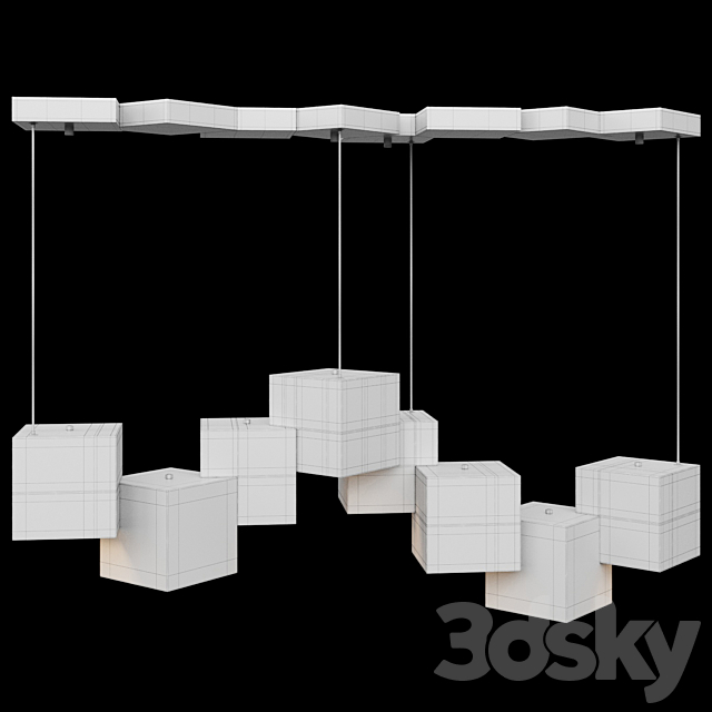 Cube Led Pendant Light White 3dskyfree