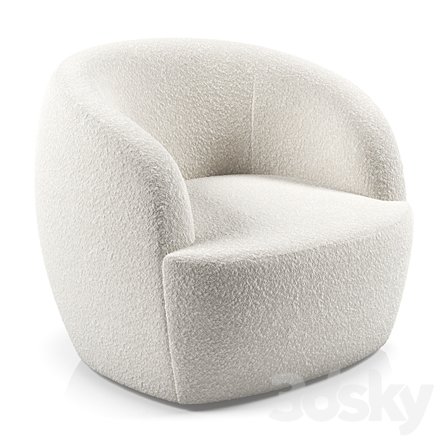 gwyneth ivory boucle chair 3DSMax File - thumbnail 1