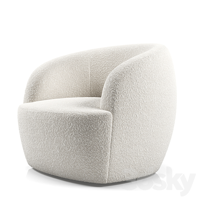 gwyneth ivory boucle chair 3DSMax File - thumbnail 4