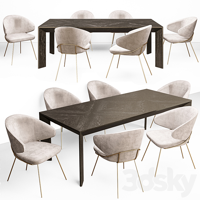 Eichholtz Tremont Table and Kinley Chair Set 3DSMax File - thumbnail 1