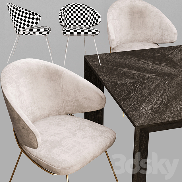 Eichholtz Tremont Table and Kinley Chair Set 3DSMax File - thumbnail 4