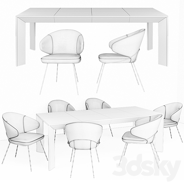 Eichholtz Tremont Table and Kinley Chair Set 3DSMax File - thumbnail 5