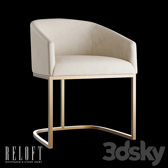 Emery Barrelback Slope Dining Chair with Leather Upholstered Armrests 3DSMax File - thumbnail 1