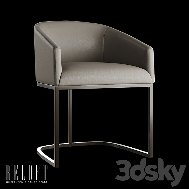 Emery Barrelback Slope Dining Chair with Leather Upholstered Armrests 3DSMax File - thumbnail 2