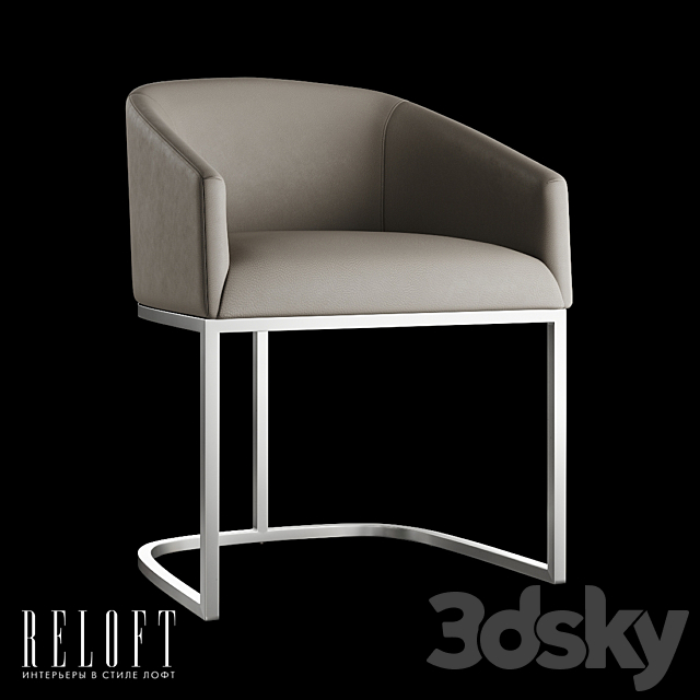 Emery Barrelback Slope Dining Chair with Leather Upholstered Armrests 3DSMax File - thumbnail 3