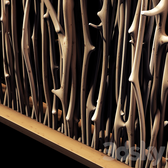 Screen branch clear decor n1 _ Screen of peeled branches for decor # 1 3dsky