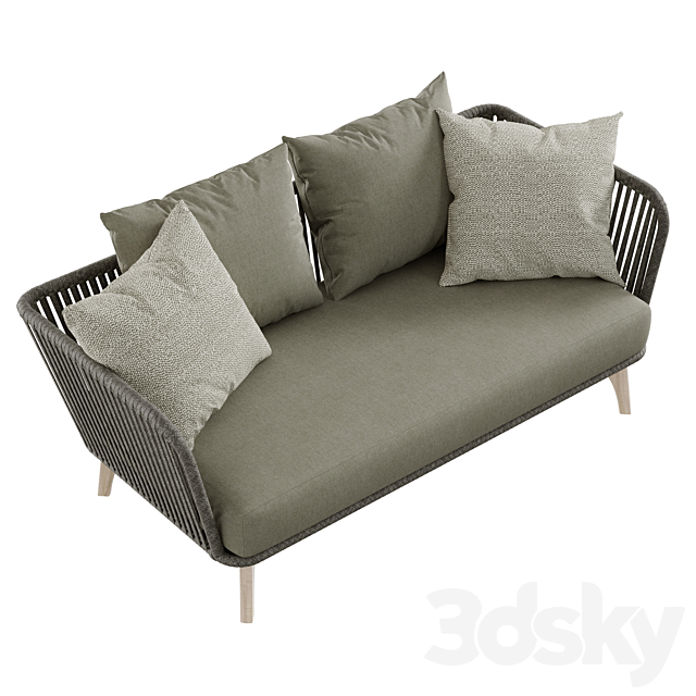 Outdoor garden wicker woven 2-seater sofa 4so santander 3DSMax File - thumbnail 3