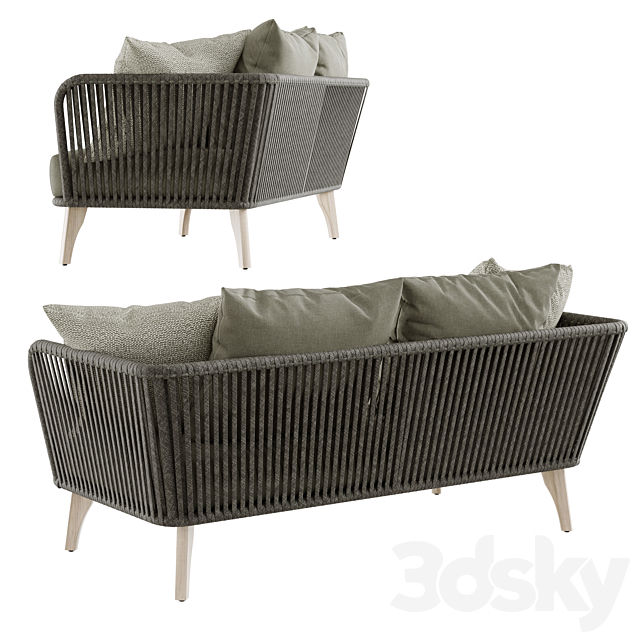 Outdoor garden wicker woven 2-seater sofa 4so santander 3DSMax File - thumbnail 4