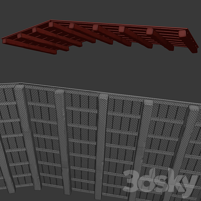 Wooden ceiling with ceramic tiles _ Gable wooden ceiling 3dsky