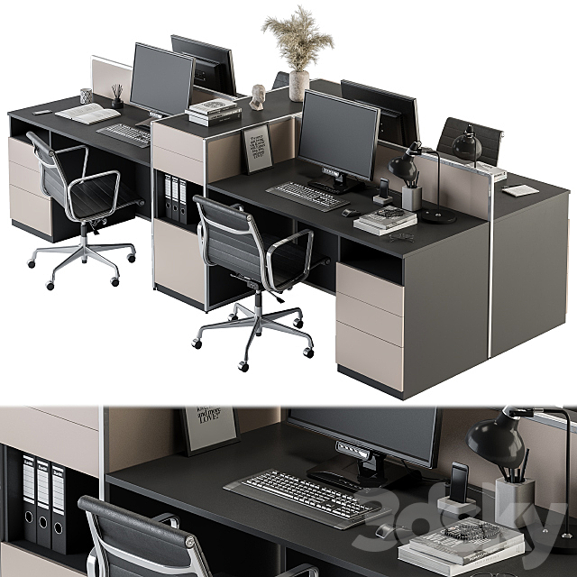 Office Furniture – employee Set 22 3DSMax File - thumbnail 1