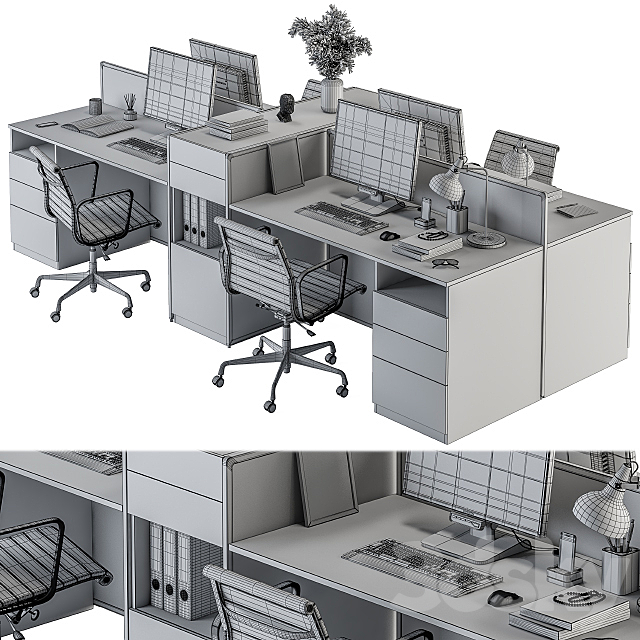 Office Furniture – employee Set 22 3DSMax File - thumbnail 4