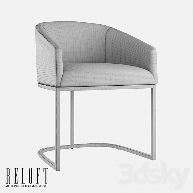 Emery Barrelback Slope Dining Chair with Leather Upholstered Armrests 3DSMax File - thumbnail 4