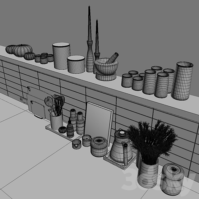 set 002 Kitchen 3DS Max Model - thumbnail 3