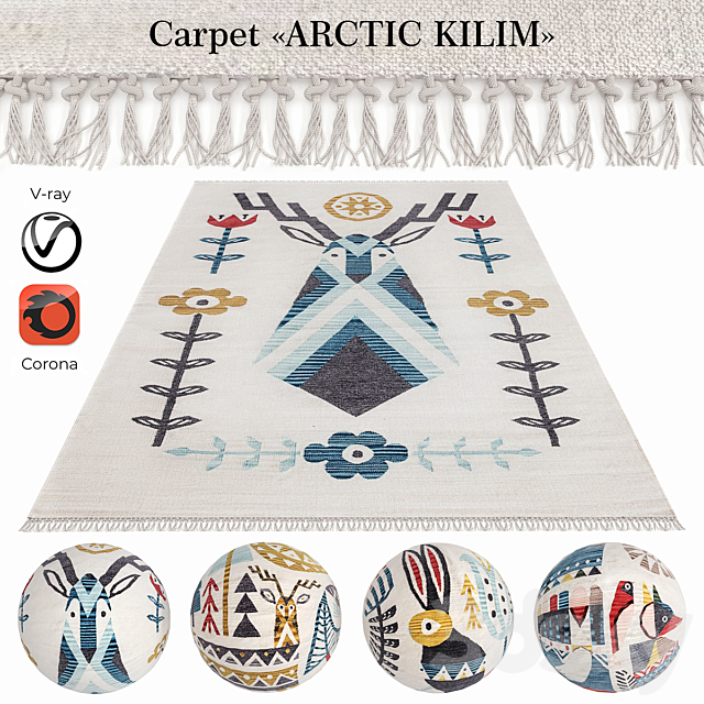 Indian carpet from plant fibers “ARCTIC KILIM” 3DSMax File - thumbnail 1
