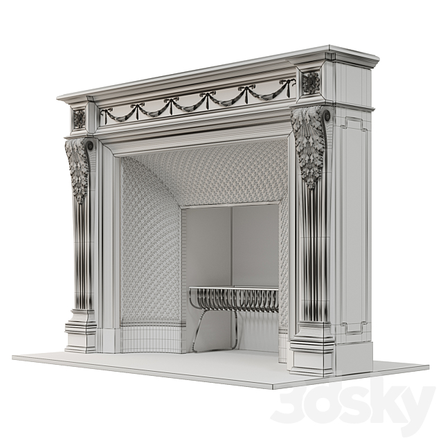 Marble french fireplace mantel 3DSMax File - thumbnail 3
