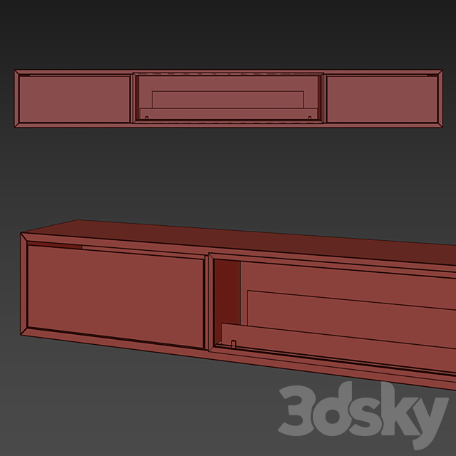 TV cabinet with built-in bio fireplace 3d