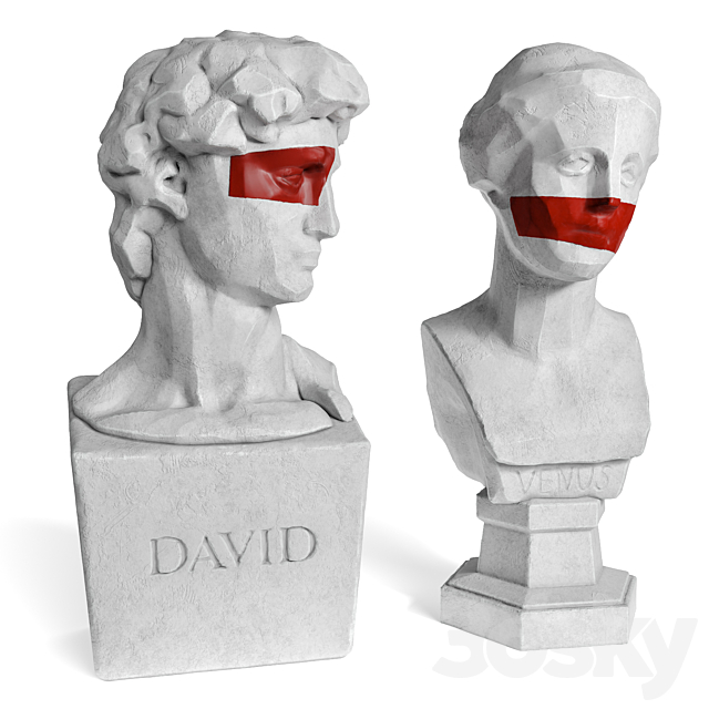 Venus and David edges bust 3d