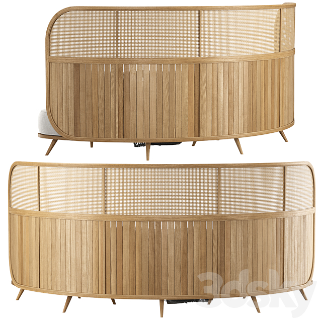 Garden round sofa R157 High back _ Semicircular sofa in rattan 3d