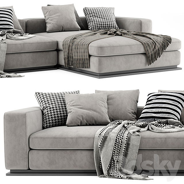 Minotti Leonard Chaise Longue Sofa 3d
