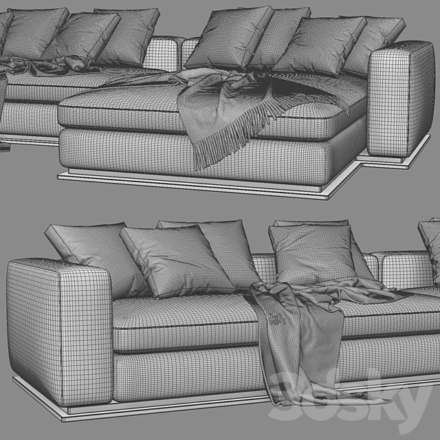 Minotti Leonard Chaise Longue Sofa 3dsky