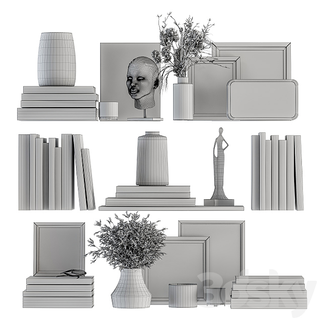 Decorative Set on Shelves and Decor objects - Set 06 3dskyfree