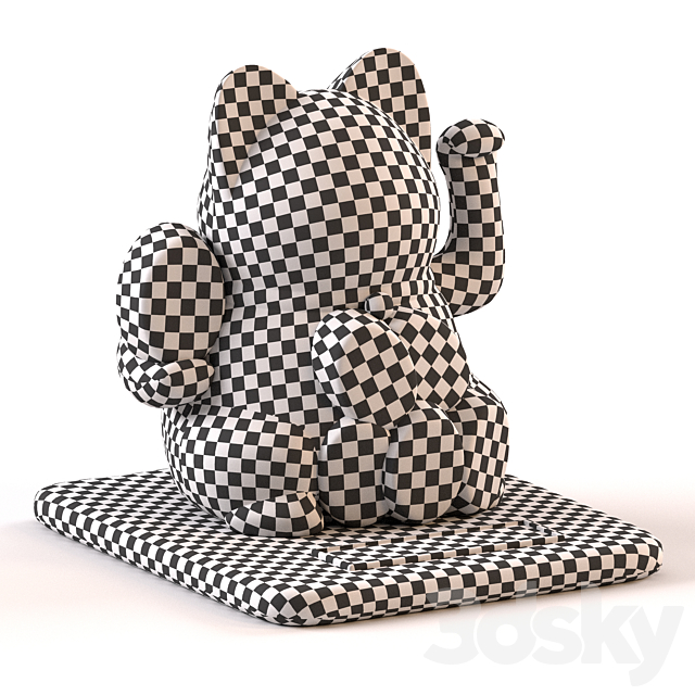Maneki Neko Cat White and Gold 3dskyfree