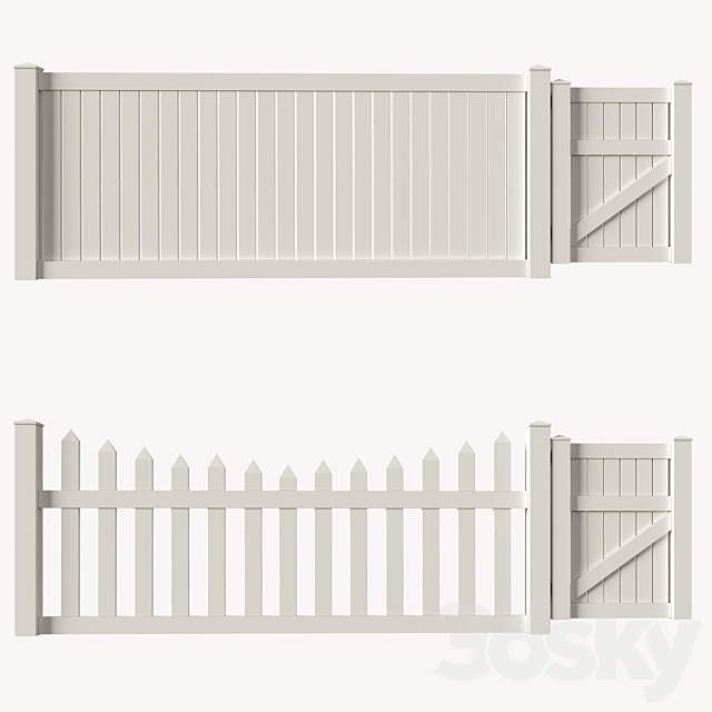 Set of PVC fences + wicket 3dsky