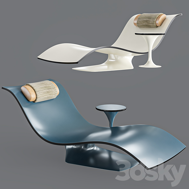 water pool lounge chair and table 3DSMax File - thumbnail 3