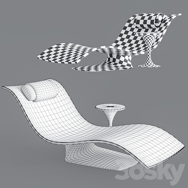 water pool lounge chair and table 3DSMax File - thumbnail 4