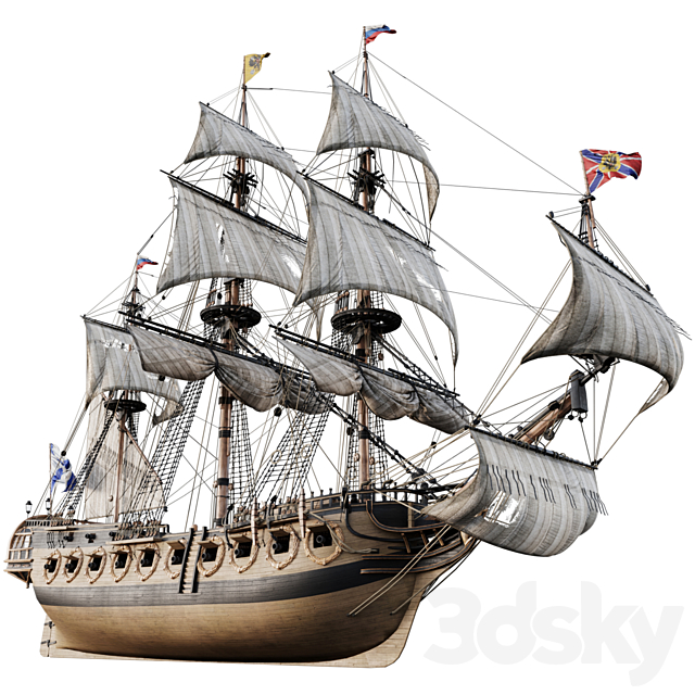 Sailing frigate Oliphant 1705 3DSMax File - thumbnail 1