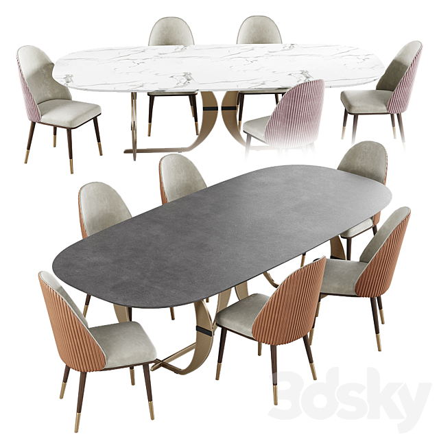 Capital Collection CONVIVIO Oval dining table and Chair 3DSMax File - thumbnail 2