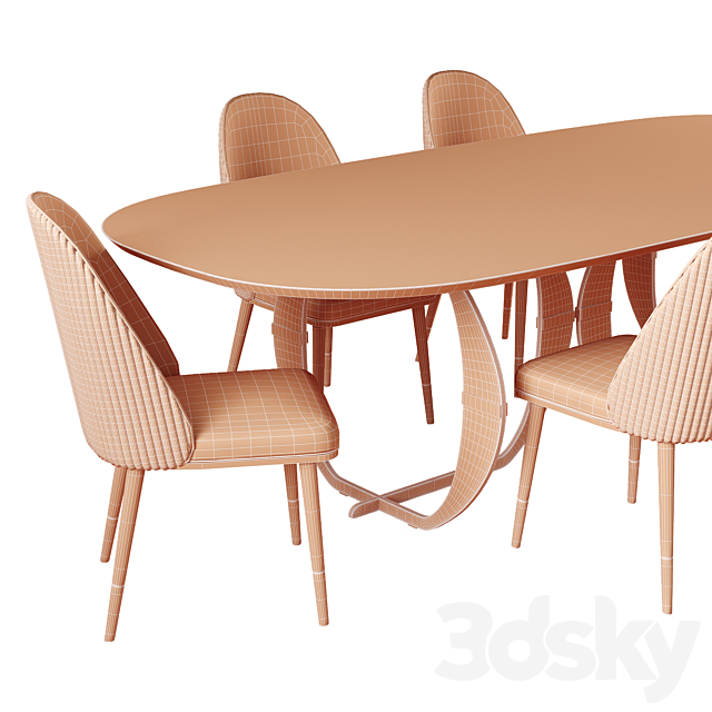Capital Collection CONVIVIO Oval dining table and Chair 3DSMax File - thumbnail 4