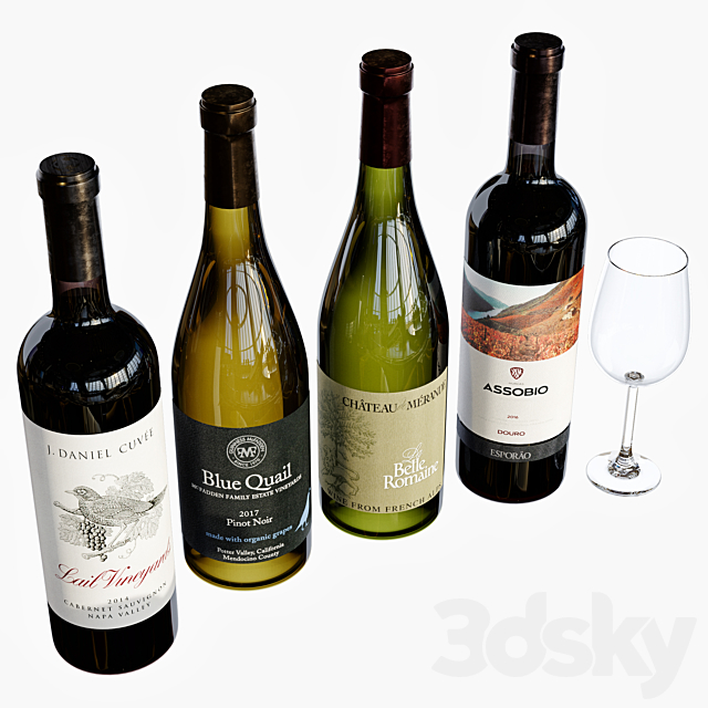 wine bottle set 11 3DSMax File - thumbnail 3