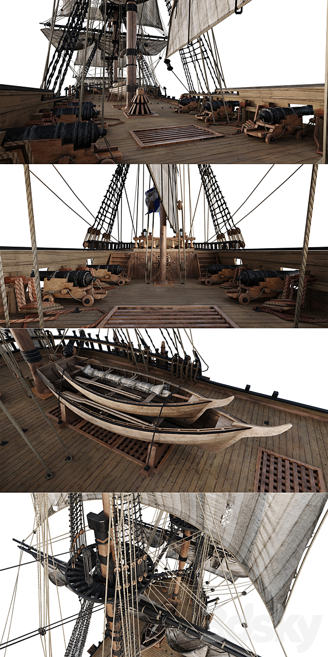 Sailing frigate Oliphant 1705 3DSMax File - thumbnail 4