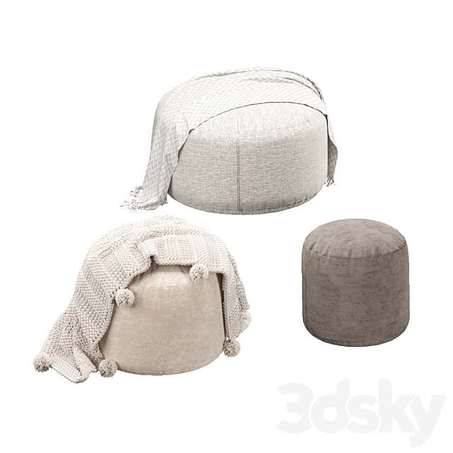 Set of poufs 3d