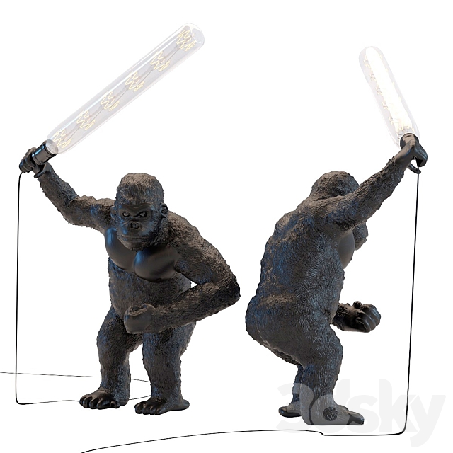Table Lamp Animal Fighting Kong Mat Black 3DSMax File - thumbnail 1