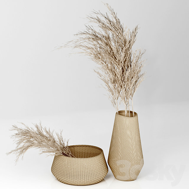 Dried Plants in Straw Baskets 3DSMax File - thumbnail 3