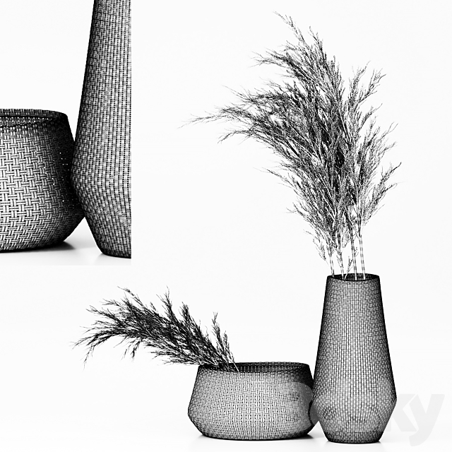Dried Plants in Straw Baskets 3DSMax File - thumbnail 4