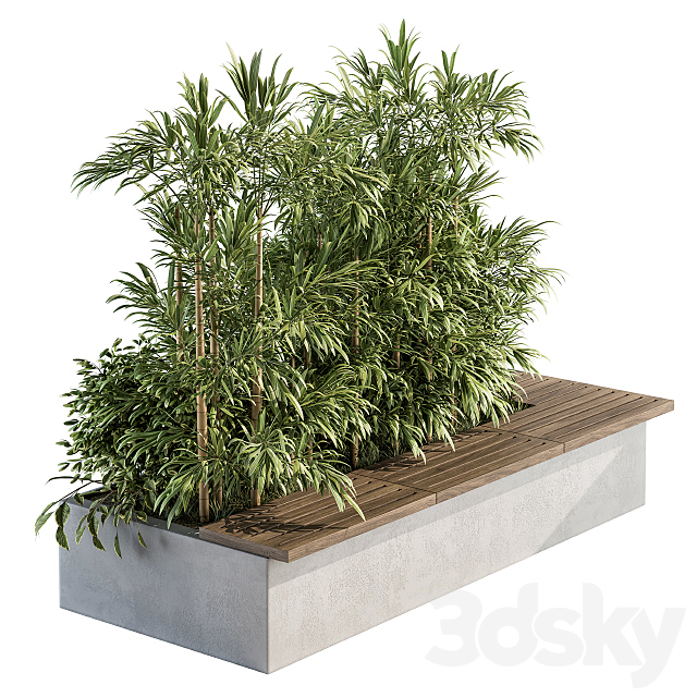 Urban Furniture _ Architecture Bench with Plants- Set 11 3d