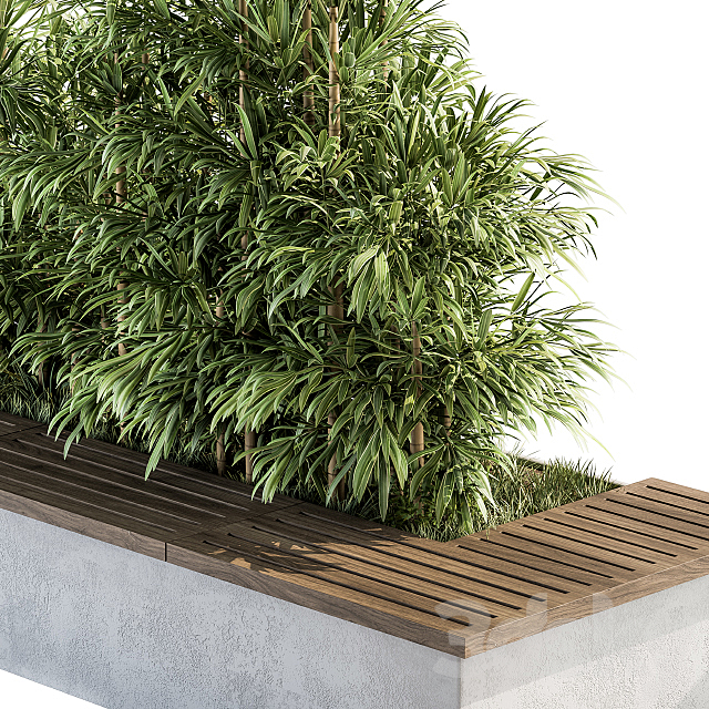 Urban Furniture _ Architecture Bench with Plants- Set 11 3dsky