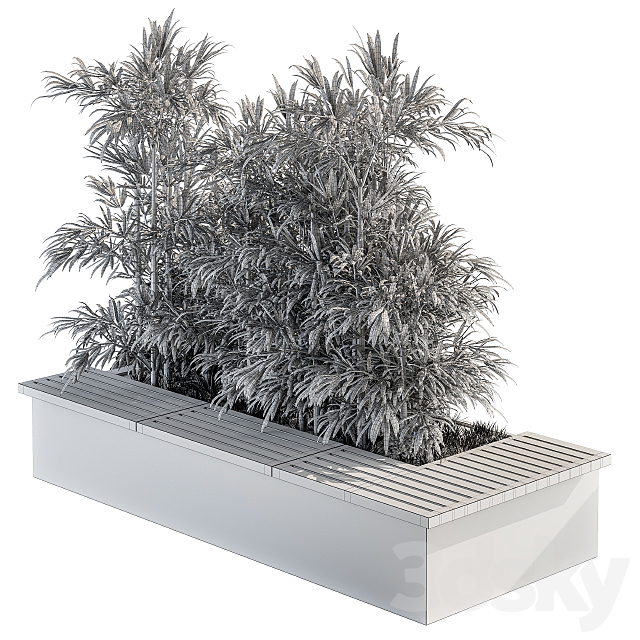 Urban Furniture _ Architecture Bench with Plants- Set 11 3dskyfree
