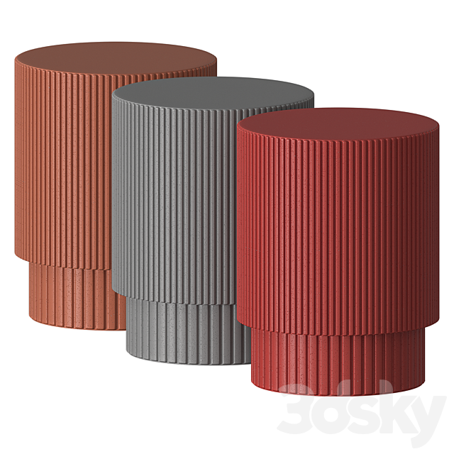 Fluted Side Table West Elm 3d