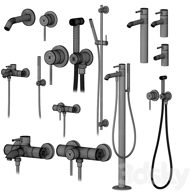 Kludi set 2 | Bozz | with adjustable watering can 3dsky
