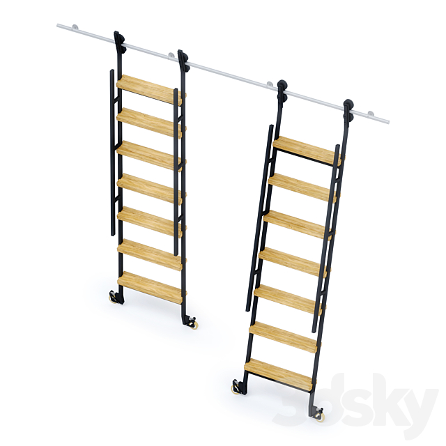 Animated sliding ladder MWE Industrieleiter 3d