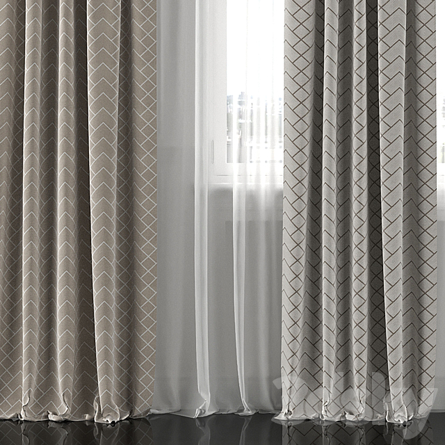 Curtains with window 162C 3d