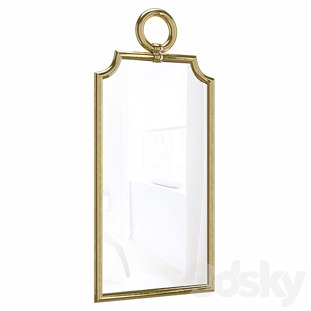 Designer stylish mirror in the frame Piedmont Gold 3d